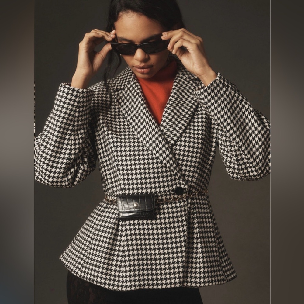 Maeve Anthropologie Houndstooth Sculpted Hourglass Women's Jacket - size M
